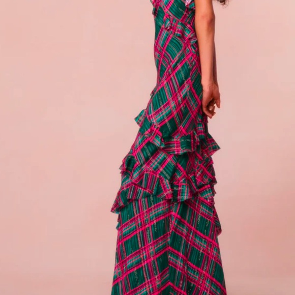 NWT- LoveShackFancy Rialto Silk Tartan Dress Size: 6 - Picture 5 of 10